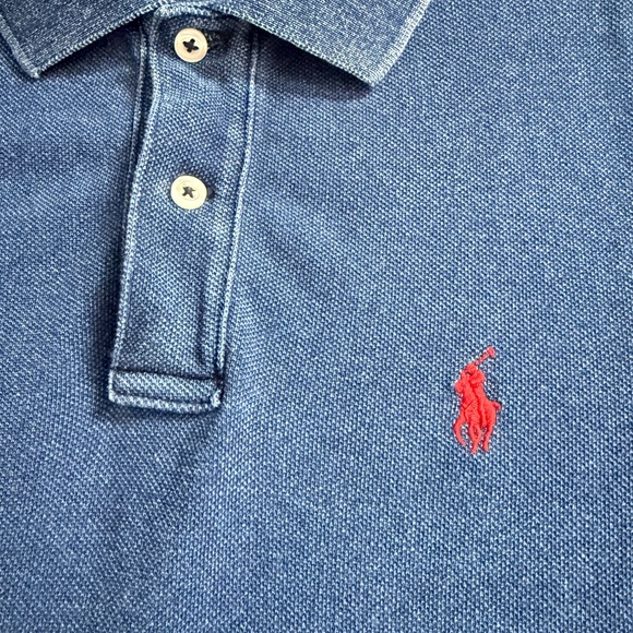 Ralph Lauren Women's Blue Polo with Red Logo - Picture 2 of 8